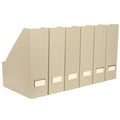 BLU MONACO | Set of 6 Foldable Taupe Magazine File Holders with Label Holders | Vertical File Organizer & File Storage Boxes for Desk, Shelves & Home Office - color: Taupe