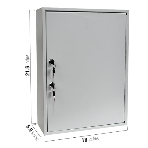 BankSupplies STEELMASTER 320 Key Cabinet - Dual Lock Control Key Box - Welded 22 Gauge Steel Construction - Scratch Resistant - Write-On Key Tags for Easy Identification