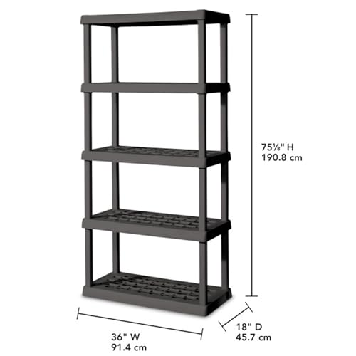 Sterilite 4-Pack 5 Shelf Unit, Heavy-Duty Shelving Storage Rack for Home and Garage, Gray - Multipurpose Plastic Organizer Shelves for Smart Organization - size: 5 Shelf, style: 4 Pack