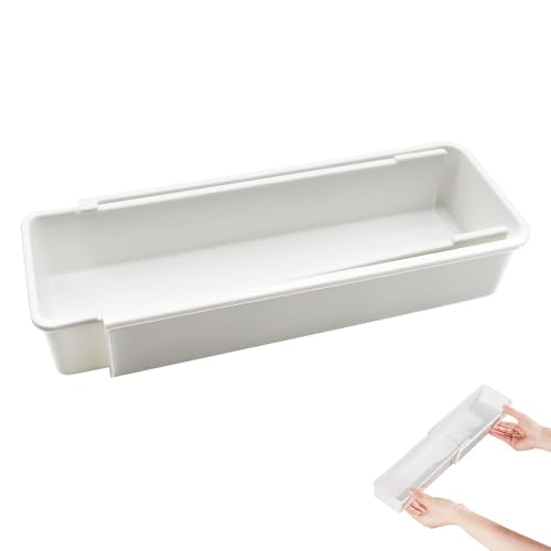 Expandable Drawer Organizer for Deep Kitchen Drawers, Adjustable Sliding Tray for Kitchen Utensils, Cooking Tools and Small Accessories