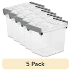 (Pack of 5) 2.5-quart Modular Locking Storage Boxes, Transparent Plastic Storage Containers with Writeable ID Lids, Gray