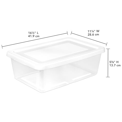 Sterilite 12-Pack Clear Storage Box, Stackable Container Bins with Lids, 12 Qt, White – Plastic Containers for Home, Closet, Bathroom, and Office Organization - size: 12 Quart, style: 12