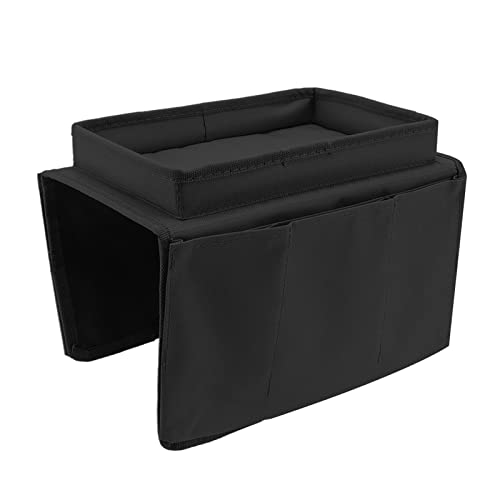 Couch Sofa Armrest Organiser Arm Chair Caddy Bedside Storage Pocket,600D Oxford Cloth Side Pockets Sofa Arm Table Armrest Tray TV Remote Holder Bed Storage Pocket (Black) - color: Black