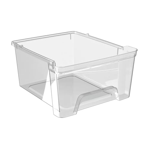 Plastic Drawer Wide Tower Plastic Storage Cart with Clear Pull Out Drawers, Silver (3 Drawer Wide Tower) - color: Grey and Clear
