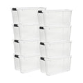 Sterilite 8-Pack 70 Quart Ultra Latch Box, Clear Storage Organizer Bins with Latching Lids - Stackable Plastic Containers for Home Organization in Garage, Attic, Basement, and Closet - size: 70 Quart