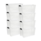 Sterilite 8-Pack 70 Quart Ultra Latch Box, Clear Storage Organizer Bins with Latching Lids - Stackable Plastic Containers for Home Organization in Garage, Attic, Basement, and Closet - size: 70 Quart