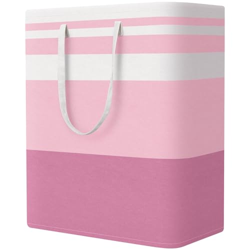 StorageRight Large Collapsible Laundry Basket Hamper with Easy Carry Handles，Freestanding Clothes Hampers for Laundry, Bedroom, Dorm, Towels, Toys, 125L, Pink - color: Pink, size: 125L