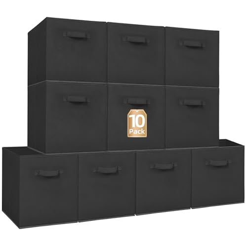 STORAGE MANIAC Storage Cubes, 13 Inch Collapsible Storage Bins with Handles, 10 Pack Fabric Foldable Bins for Organization, Durable Storage Bins for Closet, Shelves, Offices, Toys, 10-Pack Black - color: Black-10 Pack, size: 13 INCH