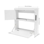 Wall Mounted Folding Desk with LED Light, Space-Saving Laptop Table for Home Office, Writing Workstation with Storage Shelves and Drawer, Floating Cabinet, 58x20x60cm (White) - color: White