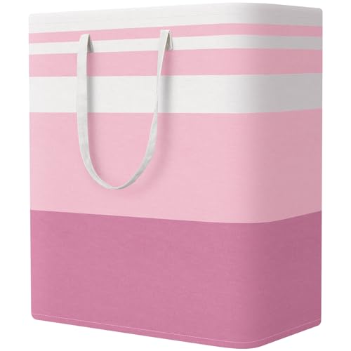 StorageRight Large Collapsible Laundry Basket Hamper with Easy Carry Handles，Freestanding Clothes Hampers for Laundry, Bedroom, Dorm, Towels, Toys, 100L, Pink - color: Pink, size: 100L