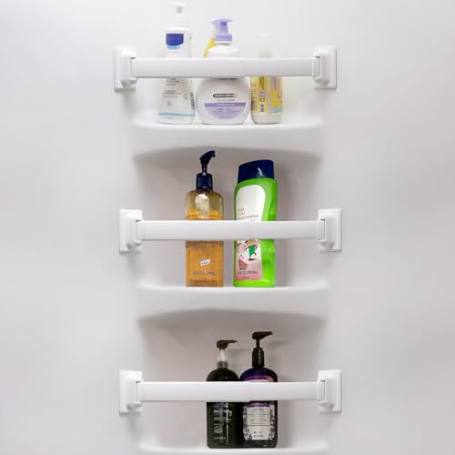 Adjustable RV Shower Corner Storage Bar- Durable Aluminum RV Corner Caddy for Shower Organization- Essential RV Bathroom Accessory- 3 Packs - size: 3 Packs