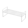 Expandable Counter Organizer Shelf (16.5'' to 27.2''), Countertop Organizer Kitchen Bathroom Pantry Cupboard Home Office for Cups, Dishes, Plates -White - color: White-1pack