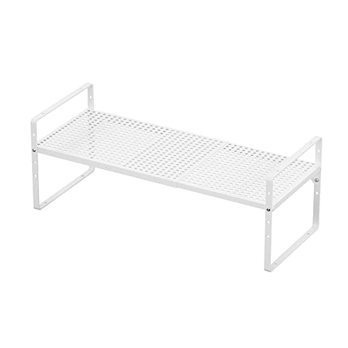 Expandable Counter Organizer Shelf (16.5'' to 27.2''), Countertop Organizer Kitchen Bathroom Pantry Cupboard Home Office for Cups, Dishes, Plates -White - color: White-1pack