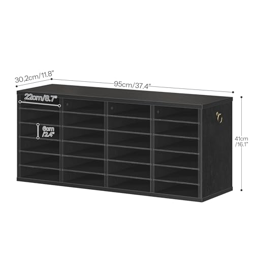 HOOBRO Literature Organizers, 24 Compartments Office Mailbox with Adjustable Shelves, Wood Countertop Literature Sorter for Office, Home, Classroom, Mailrooms Organization Black BK64WF01 - color: Black, size: 37.4"L