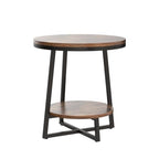 Tribesigns End Table, 2 Tier Round Side Table with Storage Shelf, Industrial Nightstand Bedside Table Coffee Accent Table for Living Room Bedroom Small Space, Rustic Brown
