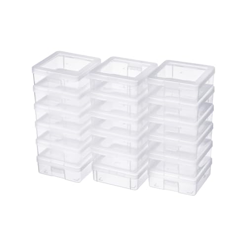 18 Pack Storage Containers with Latching Lid Small Size 5" x 5"x 1.9" Plastic Clear Boxes for Office,Beauty - size: Small-18 Pack
