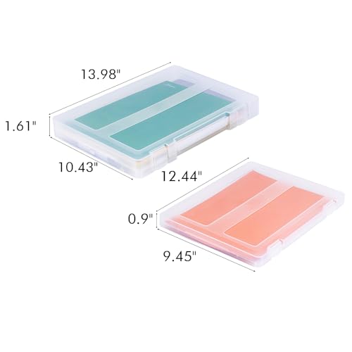 8 Pack Paper Storage Boxes, 8.5 x 11 Plastic Portable Project Case for US letter Size and A4 paper, Plastic Multi-Purpose Thick Scrapbook Storage Box for Office,Craft or Art Supplies - size: 13.9"L x10.6"w x1.6"H+12.5"L x9.5"W x 1"H