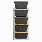 MonsterRAX 5-Tier Side-Load Heavy Duty Garage Slide Bin Storage Rack for 27-Gallon Totes. Industrial metal organization, 250lb capacity, NSF Certified. (Bins not included) (Black) (Silver) - color: Silver