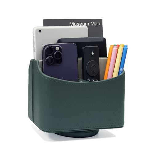 UnionBasic Rotating Desk Organizer, 360 Desk Spinning Caddy, Desktop TV Guide/Mail/Media/Remote Controller Holder Organizer,Lychee Dark Ivy - color: Lychee Dark Ivy