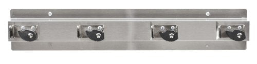 Ex-Cell Kaiser 333-4 SS Stainless Steel Mop and Broom Holder with 4 Rubber Cams, 24" Width x 3" Depth x 4" Height