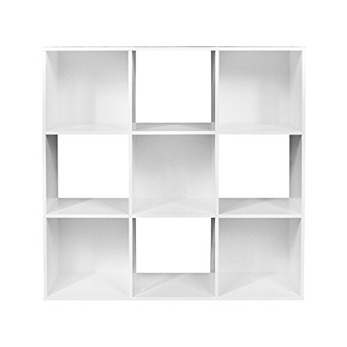 ClosetMaid 9 Cube Laminated Wood Reversible Stackable Open Bookcase Display Shelf Storage Organizer for Home and Office Organization, White - color: White, size: 9-Cube