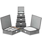 SpaceAid China Storage Containers 6 Pack, Stackable Hard Shell Quilted Cases with Soft Plate Separators, Moving Supplies Packing Boxes for Dishes, Plates, Platters, Mugs, Cups (Grey) - style: Plate Platter Mug Combo