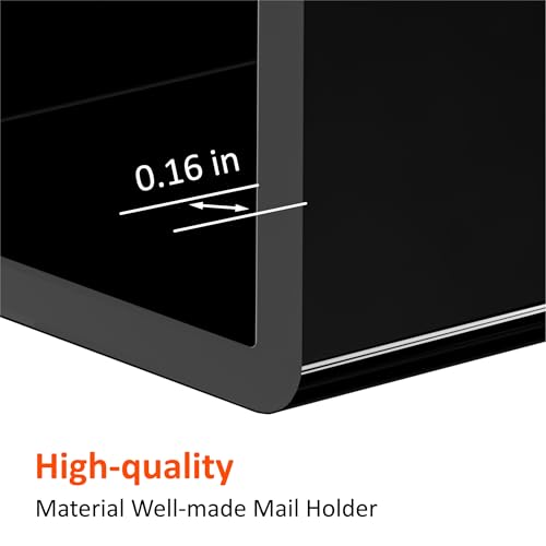 FUCDTEFC Acrylic Mail Holder, Black Acrylic File Letter Organizer, Vertical Envelope Mail Holder for Desk, Lightweight Countertop Bill Holding Sorter Letter Invoice Stand for Home Office School - size: 1 Section Black
