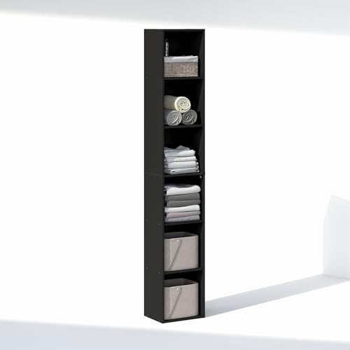 Furinno Cubicle 6-Tier Closet Organizers and Storage, Closet Organizer, Open Shelf Closet Storage, 21.1" W, for Wardrobe, Bedroom, Living Room, Blackwood - color: Blackwood, size: 6-Tier; 21.1" W