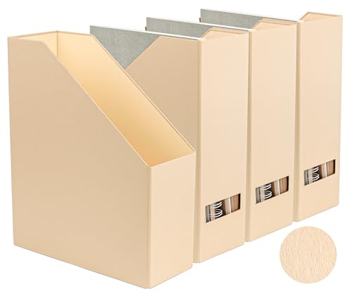 Magazine Holder - File Holder and Desk Organizer, Paperboard Book Organizer and Storage Box for Documents, Magazine Holder Rack for Classroom, Home, and Office (Latte Brown, 4-Pack) - color: Latte, 4-Pack