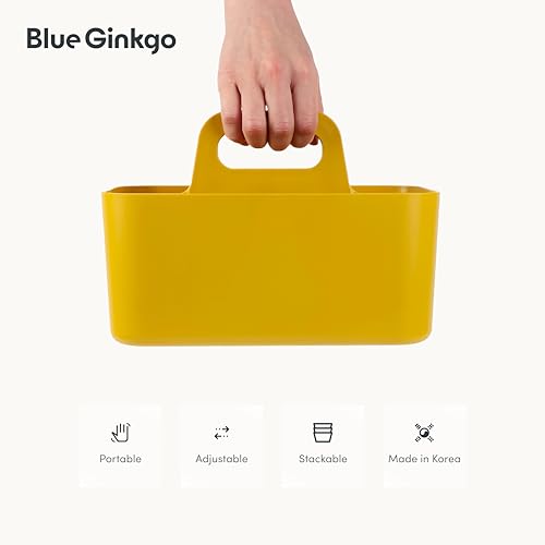 BLUE GINKGO Stackable Organizer Caddy – Korean-Made Portable Tote for Bathroom, Office, Crafts, or School Supplies (Rectangle, Yellow) - color: YELLOW, size: Rectangle