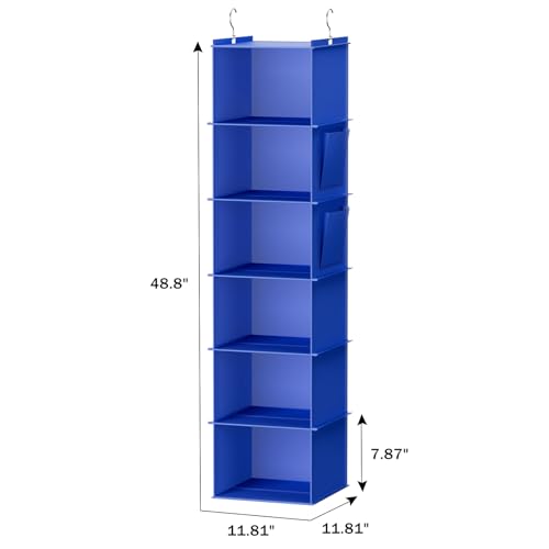 YOUDENOVA Hanging Closet Organizer, 6-Shelf Closet Hanging Storage Shelves, Blue - color: Blue