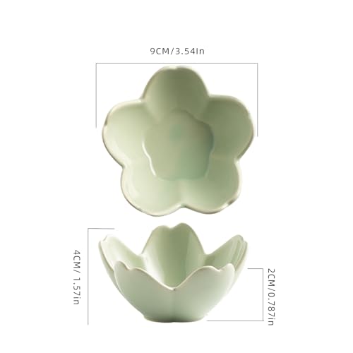 Floral Ceramic Jewelry Tray - 3.5" Elegant Ring Holder Dish & Trinket Bowl for Vanity Dresser Decor (green) - color: green