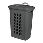 Sterilite 3-Pack Ultra Wheeled Hamper, Plastic Rolling Laundry Basket, Flat Gray - Portable Clothes Carrier with Flip-Top Lid and Retractable Handle for Home, Apartment, and Dorm - color: Flat Gray