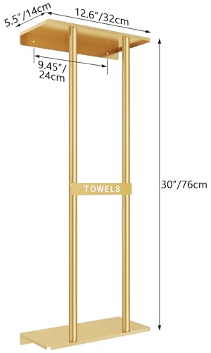 STWWO Bathroom Towel Storage Rack for Bathroom, 30 inch Towel Racks Wall Mounted with Shelf Can Holds 6 Large Towels, Wall Towel Rack for Rolled Towels, Gold - color: Gold, size: 30 IN