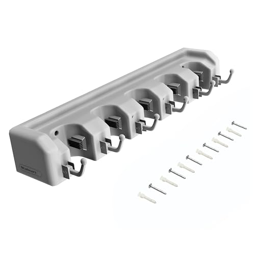 Wall Organizer with Adjustable Slots and Hooks - Wall-Mounted Tool and Broom Holder - Organization and Storage for the Kitchen and Garage by Stalwart - size: One Pack