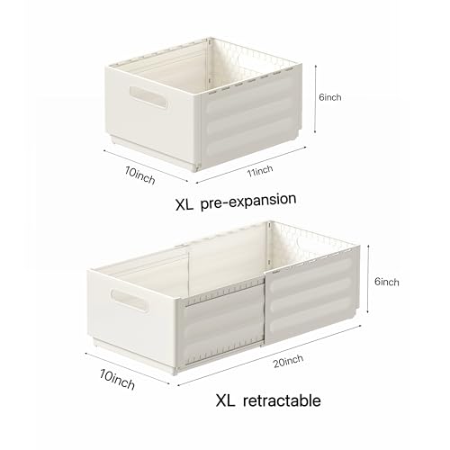 2 Pack Expandable Plastic Storage Boxes, Multi-Purpose Folding Organizer, Drawer Storage Divider For Bedroom, Kitchen And Snack Storage (XL) - size: XL