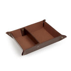 Londo Leather Tray Organizer - Practical Lightweight Water Resistant Computer Table Desk Storage Box for Wallets, Watches, Keys, Coins, Cell Phones and Office Equipment - color: Dark Brown