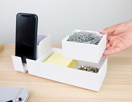 Bostitch Office Konnect Desk Organizer Accessory Tray, Stacks for Desktop Storage, White - color: White, size: Small, style: Storage Tray