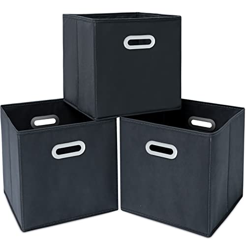 Fabric Cloth Storage Bins,Fabric Cube Organizer with Dual Handles Foldable Cube Storage Baskets for Home Bedroom Storage,Set of 3, Gray - color: Gray, size: 3 Pack
