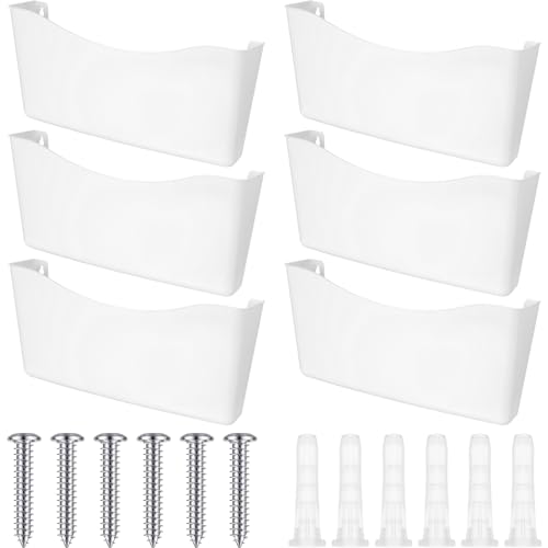 Colarr 6 Pack Expandable Pocket Wall File Holder Plastic Hanging Wall Organizer Space Saving Wallmount File Holder for Office Mail Letter Magazine(White) - color: White