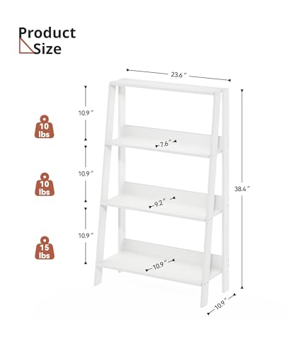 3 Tier Bathroom Ladder Shelf, Freestanding Open Shelving Unit, Toilet Ladder Shelf for Storage, Small Bookshelf for Living Room Kitchen Bedroom Balcony, White - color: White, size: 3-Tier