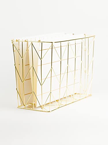 U Brands Hanging File Desk Organizer, Wire Metal, Gold - 894U02-06 (Pack of 6) - size: 9.37H x 12.2W x 6.85D inches (Pack of 6)