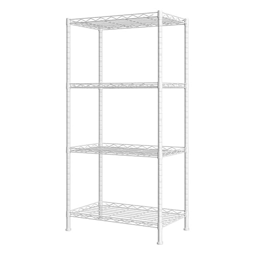 HOMEFORT 4-Shelving Unit, Adjustable Wire Shelving, Metal Wire Shelf Rack Organizer for Kitchen, Pantry, Closet, Bathroom, Laundry, White,21" W x 11" D x 41" H - color: White, size: 21"W x 11"D x 43"H