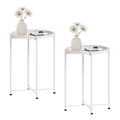 Garden 4 you Small Side Table, White Mini Round End Table, Black Tray Table with Metal Frame, Modern Nightstand for Living Room, Bedroom, Patio, Small Space, 2pcs - color: White, size: 2 PCS