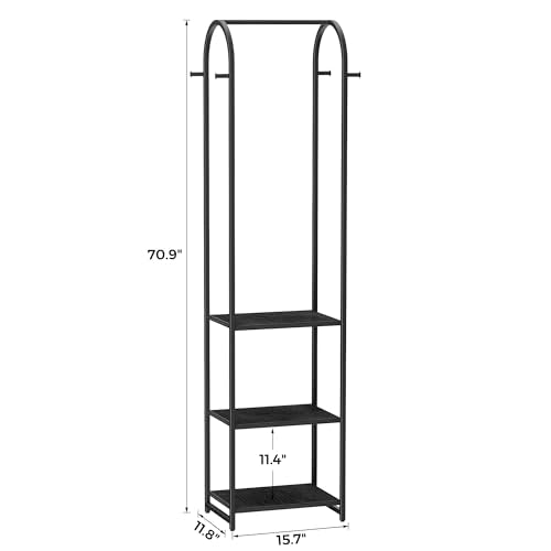 Garment Rack, Coat Rack With 3 Shelves and 4 Hooks, 71" H Clothes Stand For Hanging Clothes, Hanging Rod For for Bedroom, Hallway, Entryway, Office, Living Room, Black - color: Black, style: with Arched Top