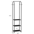 Garment Rack, Coat Rack With 3 Shelves and 4 Hooks, 71" H Clothes Stand For Hanging Clothes, Hanging Rod For for Bedroom, Hallway, Entryway, Office, Living Room, Black - color: Black, style: with Arched Top
