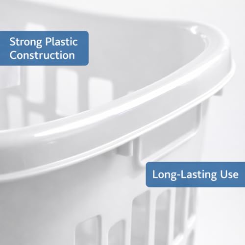 SKYREN Rectangular Plastic Laundry Hamper for Narrow Spaces, Open Top Clothes Basket, Slim Design Laundry Organizer for Bedroom, Bathroom or Closet, White