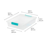 IRIS USA 6 Qt. Craft Storage Bins with Lids, 4-Pack, |Made in USA|, Clip Box, Small Plastic Sensory Bin Tote Organizer Containers for Art Supplies, Paper, & Office, Stackable - Clear/Seafoam Blue - size: 6 Qt. - 4 Pack