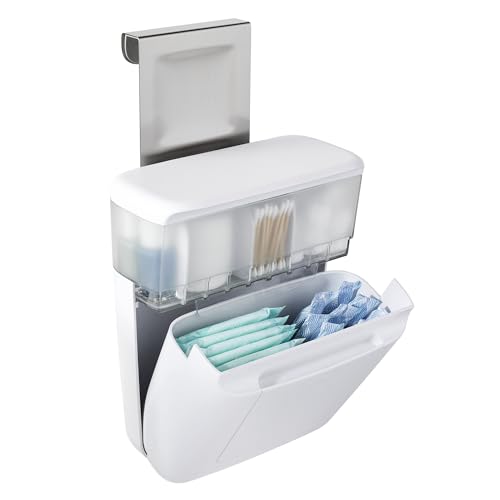 YouCopia DoorStash Toiletry Organizer, Hanging Bathroom Cabinet Door Organizer with 3 Adjustable Compartments and Covered Lid for Accessory Organization - size: Toiletry Organizer