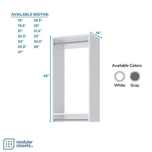 Double Hanging Closet System - Modular Closet Organizer For Corners -includes Storage Shelves and Hangers (White, 18 in. Wide) Shelves - color: White, size: 18" Wide